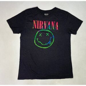 Nirvana Logo Graphic T-shirt Men Medium Black Heather Short Sleeve Music